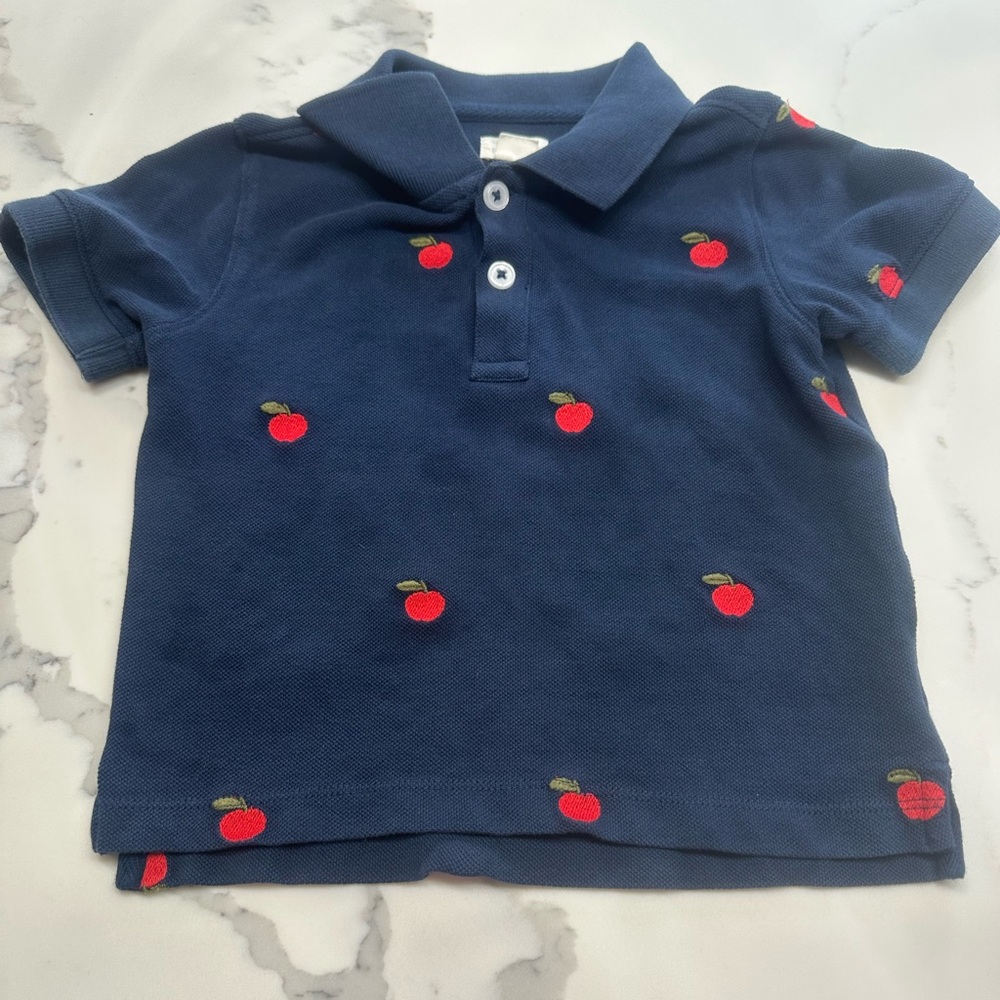 Blue Rooster Collection Navy Polo with Red Apple Embroidery